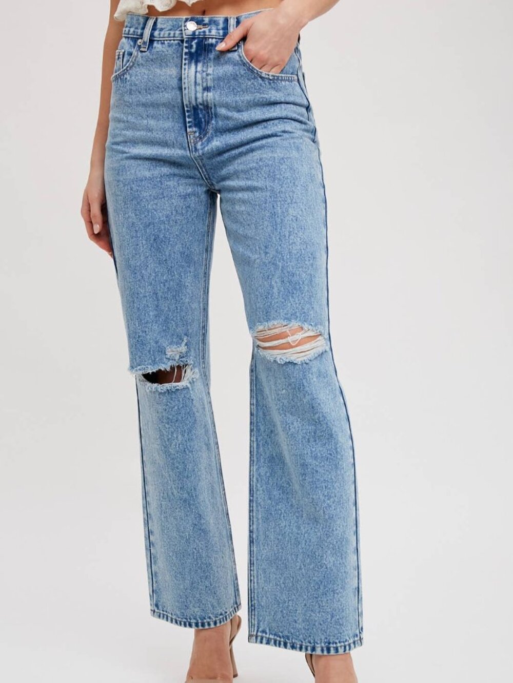 Dynamite Hailey Ripped High-Rise Flare Jeans